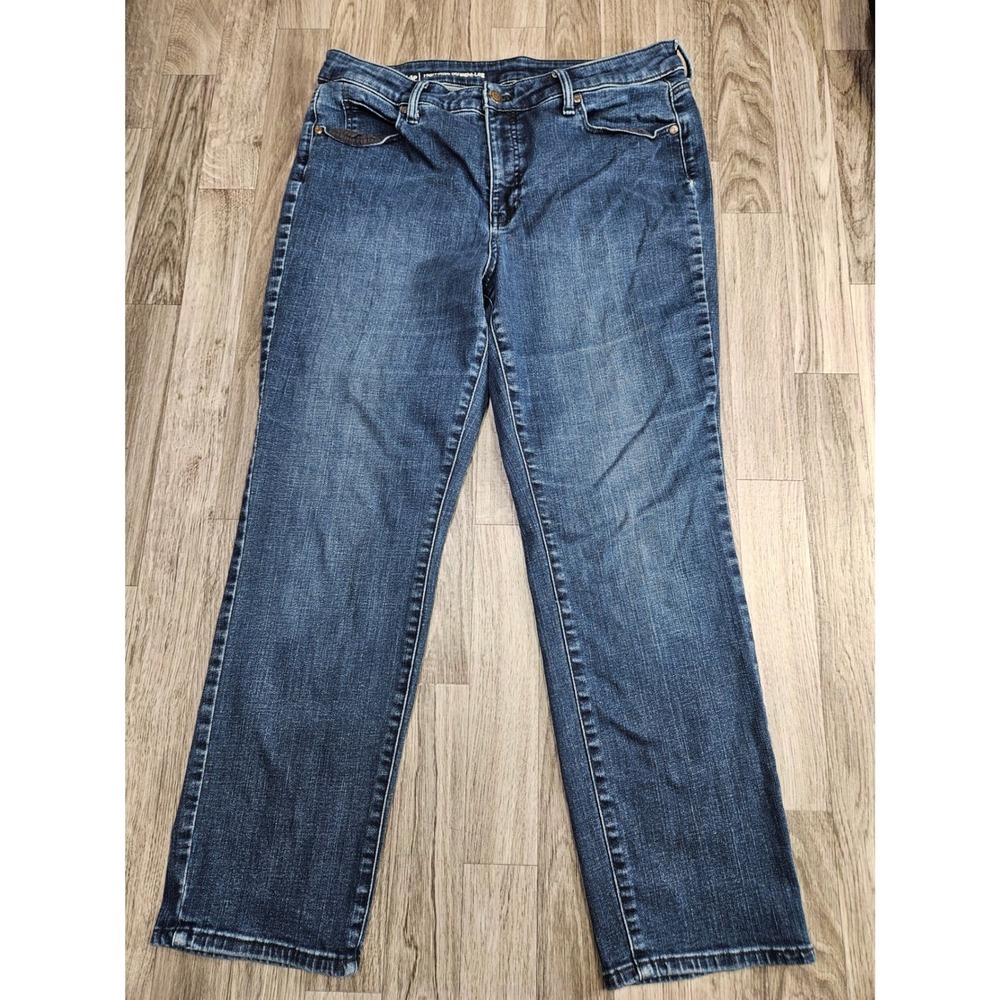Talbots Jeans Women 14P Blue High-Rise Straight-Leg Flawless Stretch Denim
